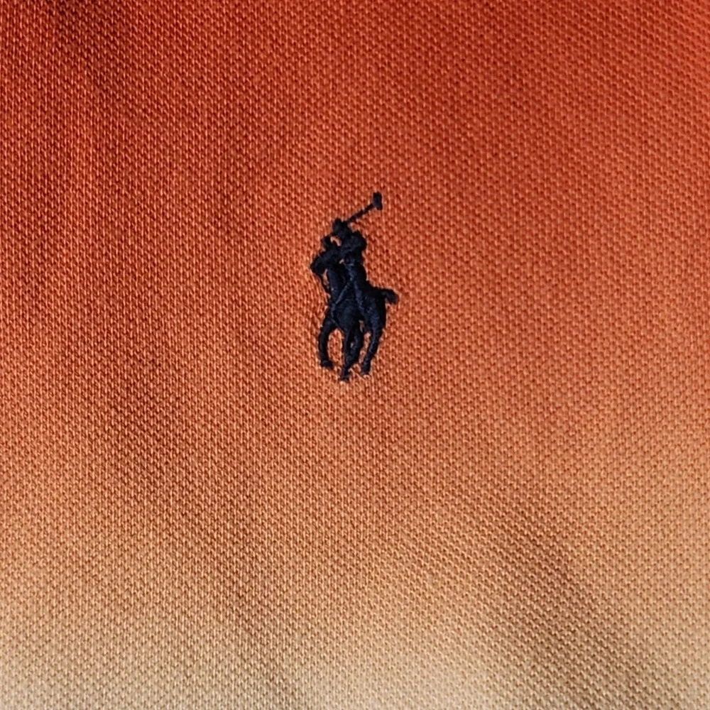 Polo Ralph Lauren Polo Shirt Mens M Orange Blue Ombre Custom Slim Fit Pony Logo